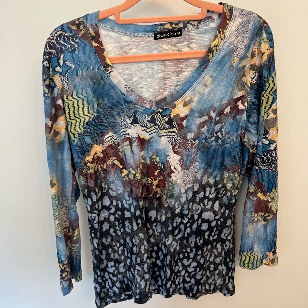 Women's Multicolor V-Neck Top